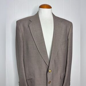 Vintage Stafford Brown/Tan Hopsack Gold Button Blazer